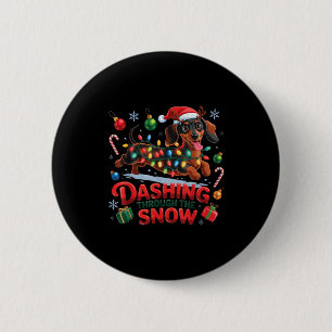 Door de Sneeuw Hollend Honden Kerstmis Grappige Ch Ronde Button 5,7 Cm