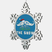 Door de sneeuw kijken Grappige kerst Tin Sneeuwvlok Ornament (Rechts)