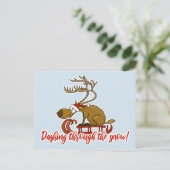 Door de sneeuw stuiven Kerstansichtkaart Feestdagenkaart (Staand voorkant)