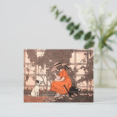 Door de tuinmuur briefkaart (Staand voorkant)