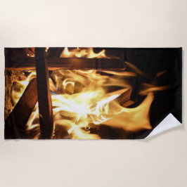 Door de vlammen strandlaken