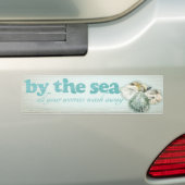 Door de zee schelpen strand auto bumper sticker (Op auto)