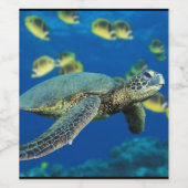 Door de Zeeen schildpad Wijn Etiket (Enkel label)