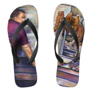 Door de zon gekuste Singapore Teenslippers