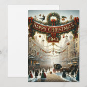 Door Dickens geïnspireerde 'Prettig Kerstfeest'-ke Feestdagenkaart (Voorkant / Achterkant)