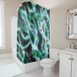 Door digitale watervallen en regenwouden gespleten douchegordijn