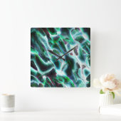 Door digitale watervallen en regenwouden gespleten vierkante klok (Huis)