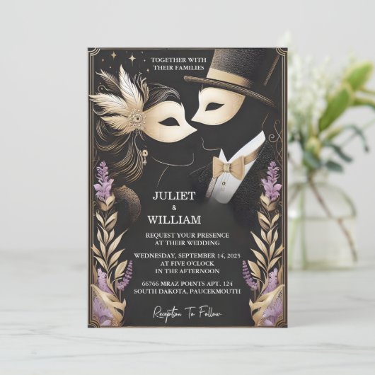 Door Dress Code Prom kostuum Masquerade Bal Bruilo Kaart (Staand voorkant)