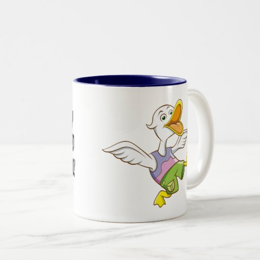 Door Duck geschopt. Oekraïense Cartoon Duck Mok (Voorkant rechts)