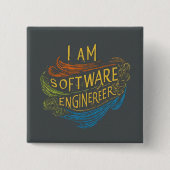 door een softwaretechnicus ontworpen vierkante button 5,1 cm (Voorkant)