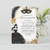 Door Fancy Prom Mask Fun Masquerade Ball Quinceane Kaart (Staand voorkant)