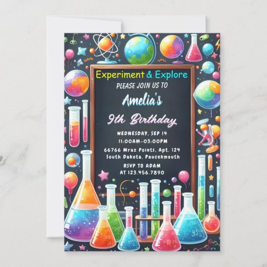 Door Fun Lab Kinder Geek Nerd Mad Science 9e Verja Kaart (Voorkant)