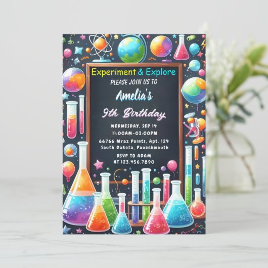 Door Fun Lab Kinder Geek Nerd Mad Science 9e Verja Kaart (Staand voorkant)