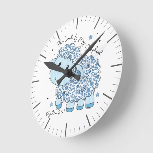 door geloof geïnspireerd blauw ronde klok (Hoek)