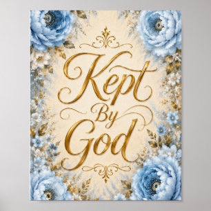 Door God Behouden Blauw & Wit Bloemstuk Muurkunst Poster