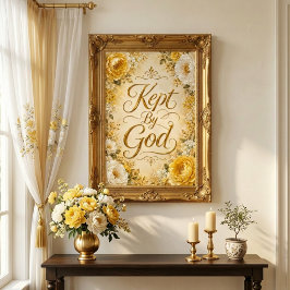 Door God Behouden Geel & Wit Bloemstuk Muurkunst Poster