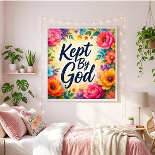 Door God Behouden Meerkleurige Bloemstuk Muurkunst Poster