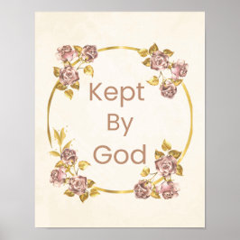 "Door God Behouden" Paarse & Gouden Cirkelvormig B Poster