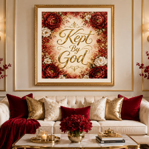 Door God Behouden Rood & Wit Bloemstuk Muurkunst Poster