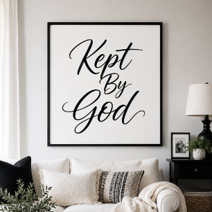 Door God Behouden Zwart en Wit Wandkunst Poster