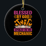 Door God door mijn mechanisme Keramisch Ornament<br><div class="desc">Door God door mijn mechanisme</div>
