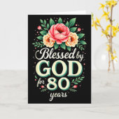 Door God Gezegend Voor 80 Jaar Religieuze 80e Verj Kaart (Gele Bloem)