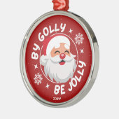 Door Golly Be Jolly Schattige Red Santa Metalen Ornament (Links)
