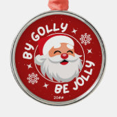 Door Golly Be Jolly Schattige Red Santa Metalen Ornament (Voorkant)