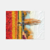 Door gouden en rode Tulpvelden rollen Fleece Deken (Voorkant (Horizontaal))