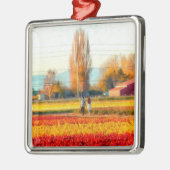 Door gouden en rode Tulpvelden rollen Metalen Ornament (Links)