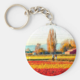 Door gouden en rode Tulpvelden rollen Sleutelhanger