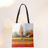 Door gouden en rode Tulpvelden rollen Tote Bag