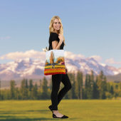 Door gouden en rode Tulpvelden rollen Tote Bag