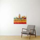 Door gouden en rode Tulpvelden rollen Wandkleed (In Situ (horizontaal))