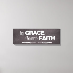 Door Grace door Faith Bijbelcitaat Canvas Afdruk