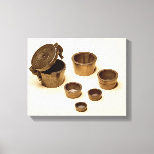 Door handelaren en apothekers gebruikte gewichten canvas afdruk