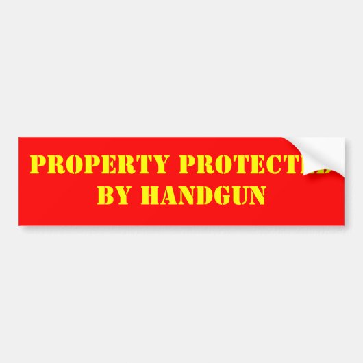 DOOR HANDGUN BESCHERMDE EIGENDOM BUMPERSTICKER (Voorkant)