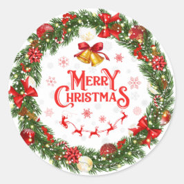 Door-hangende kerstkrans ronde sticker