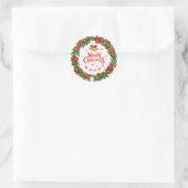 Door-hangende kerstkrans ronde sticker (Tas)