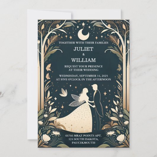 Door heks magische droom mystieke sterren maan bru kaart (Voorkant)