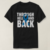 Door hel &amp; Back Thyroid en Colon Cancer T-shirt (Design voorkant)