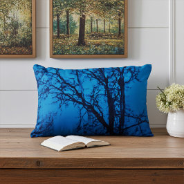 Door het glas, huilende boomblauwe Abstract wand Accent Kussen