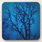 Door het glas, huilende boomblauwe Abstracte kunst Bier Onderzetter (Voorkant)