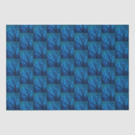 Door het glazen, huilende boomblauw Abstract patro Tissuepapier