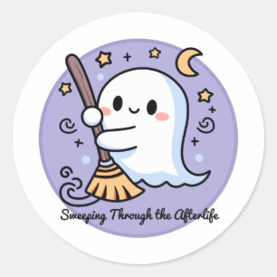 Door het hiernamaals vegen Schattig spookje Ronde Sticker