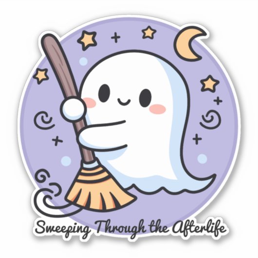 Door het hiernamaals vegen Schattig spookje Sticker (Voorkant)