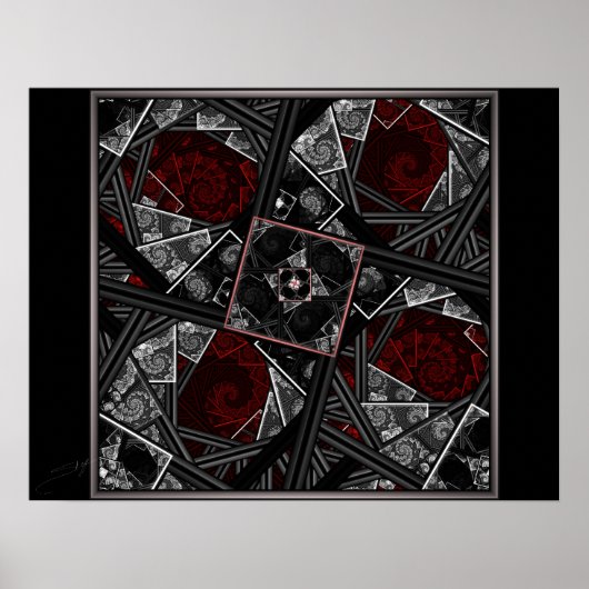 Door het kijkglazen fractale Poster (Voorkant)