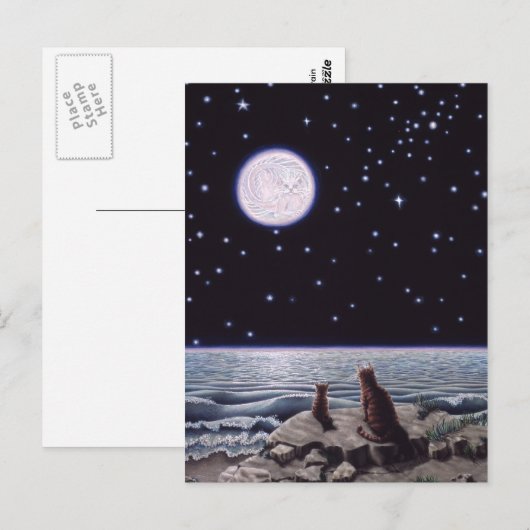 Door het licht van de Kat Fish Moon Briefkaart (Voorkant / Achterkant)