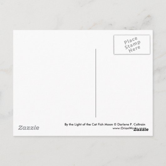 Door het licht van de Kat Fish Moon Briefkaart (Achterkant)