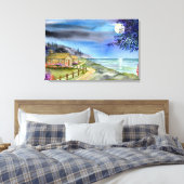 Door het licht van de zilveren maan canvas Print (Insitu (Slaapkamer))